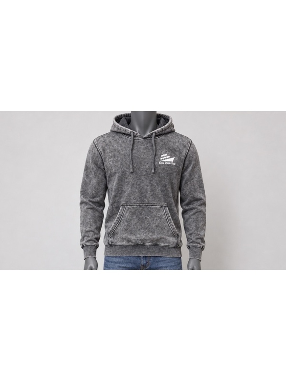 Kill Devil Rum OBX Hoodie Adult M Gray Mineral Wash Anchor Graphic Outer Banks